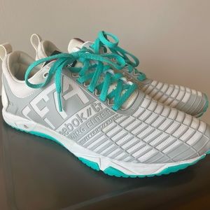 Reebok CF74 CrossFit Sneaker, gray/white/teal, Size 8.5